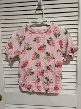 Persaya Pink Floral Short Sleeve Top